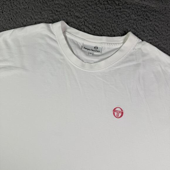 Sergio Tacchini T-Shirt Mens 4XL White Logo Short Sleeve Tennis Striped - Picture 1 of 8